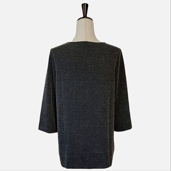 Chico's Black Asymmetrical  Neckline 3/4 Sleeve Blouse Size M - Picture 4 of 8